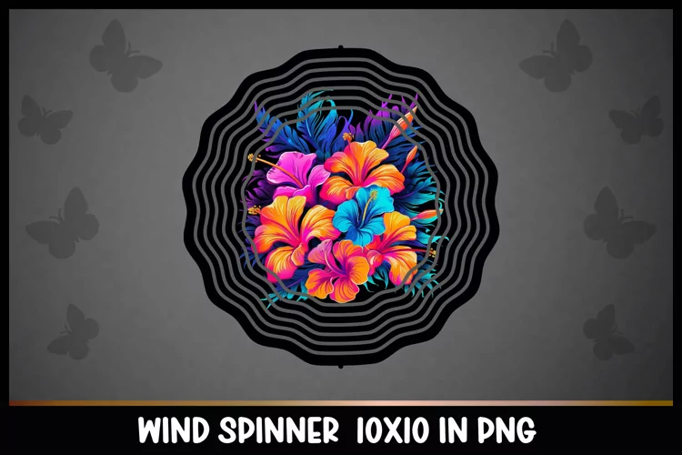 Rainbow Tropical Flower Wind Spinner Sublimation