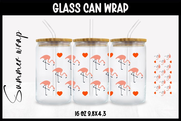 Flamingo Glass Wrap Svg,16oz Libbey Wrap, Summer SVG Wrap