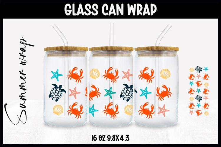 Sea Life Glass Wrap Svg,16oz Libbey Wrap