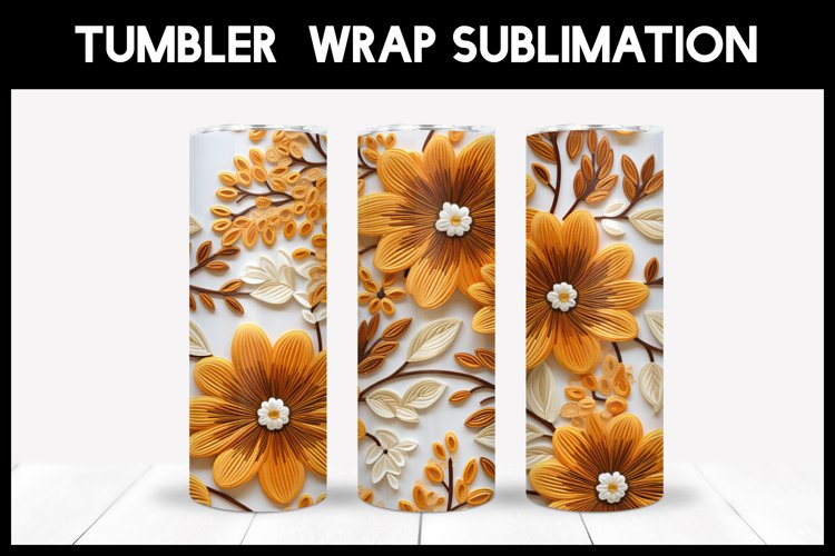 3D Autumn Flowers Sublimation | 3D Tumbler Wrap