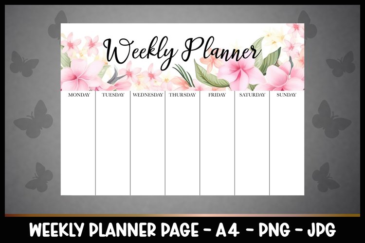 Weekly Planner Planner A4 , Watercolour Flowers, Printable example image 1