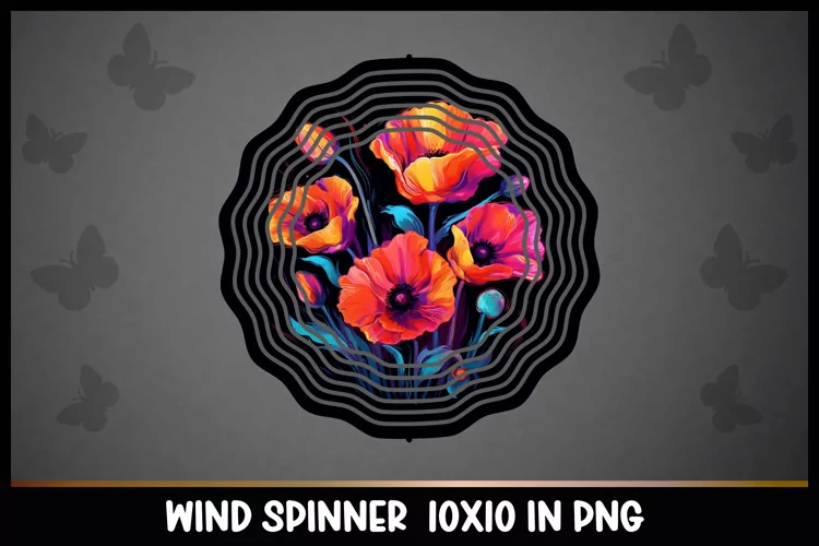 Rainbow Poppies Flowers Wind Spinner Sublimation