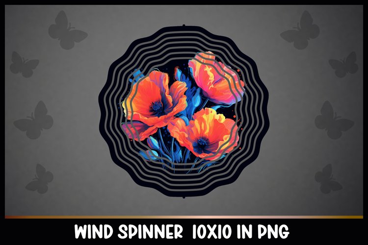 Rainbow Poppies Flowers Wind Spinner Sublimation example image 1