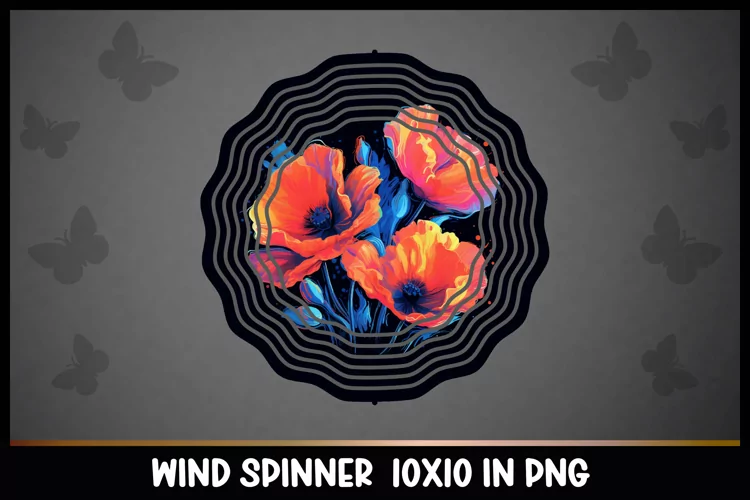 Rainbow Poppies Flowers Wind Spinner Sublimation