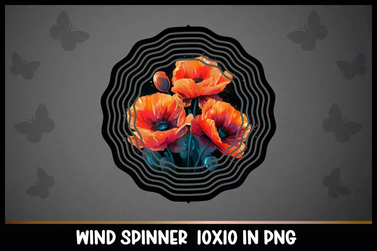 Rainbow Poppies Flowers Wind Spinner Sublimation