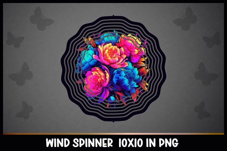 Rainbow Peonies Flowers Wind Spinner Sublimation example image 1