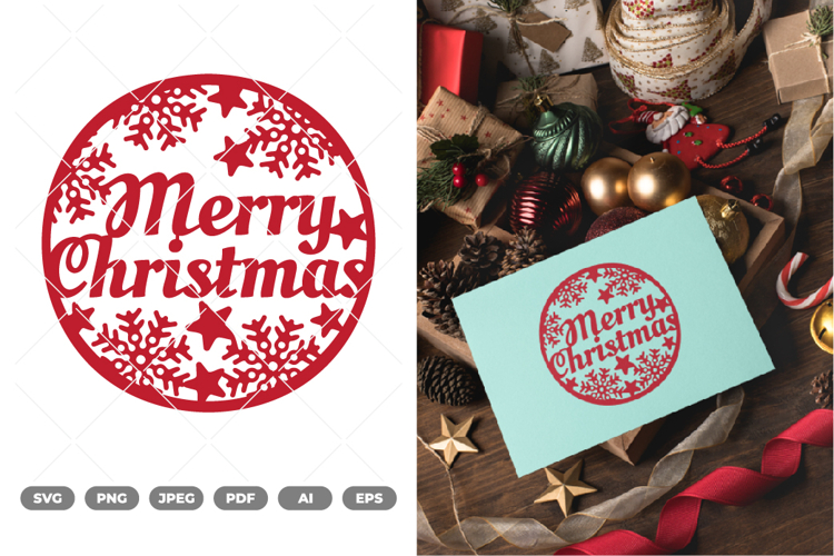Laser Cut Merry Christmas Ornaments SVG & Clipart