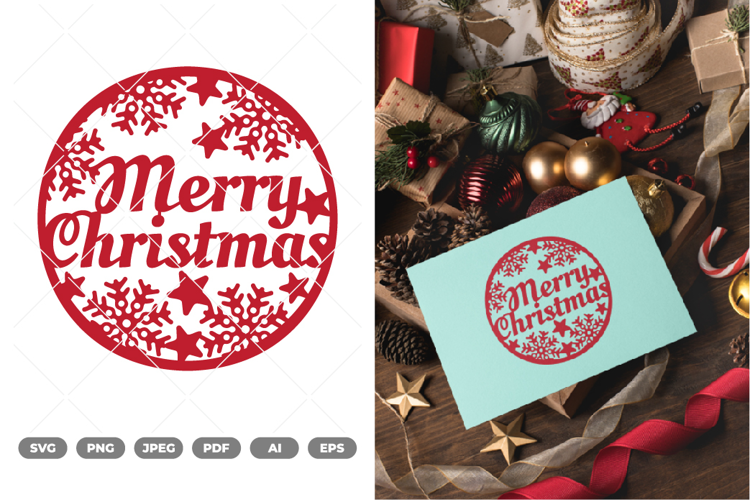 Laser Cut Merry Christmas Ornaments SVG & Clipart