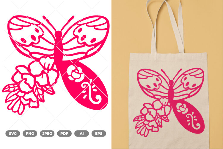 Flower Butterfly SVG & Clipart example image 1