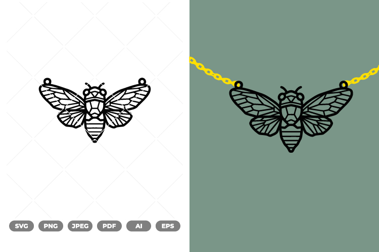 Geometric Cicada Necklace SVG & Clipart