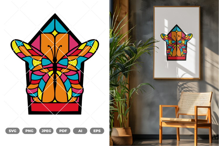 Butterfly Stained Glass Colored SVG & Clipart