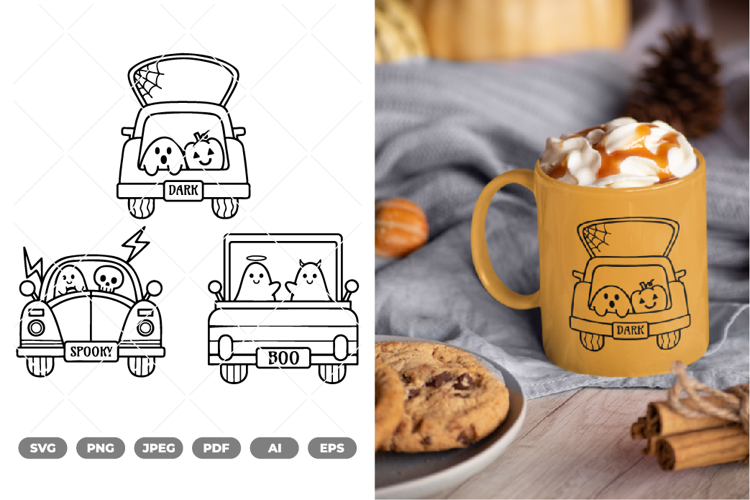 Cute Halloween Car SVG & Clipart