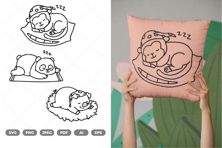 Sleeping Animal SVG & Clipart example image 1