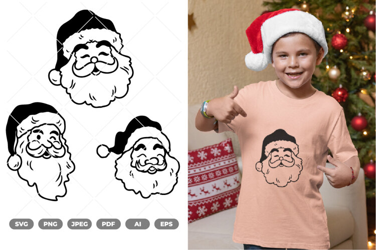 Santa Head Doodle SVG & Clipart example image 1
