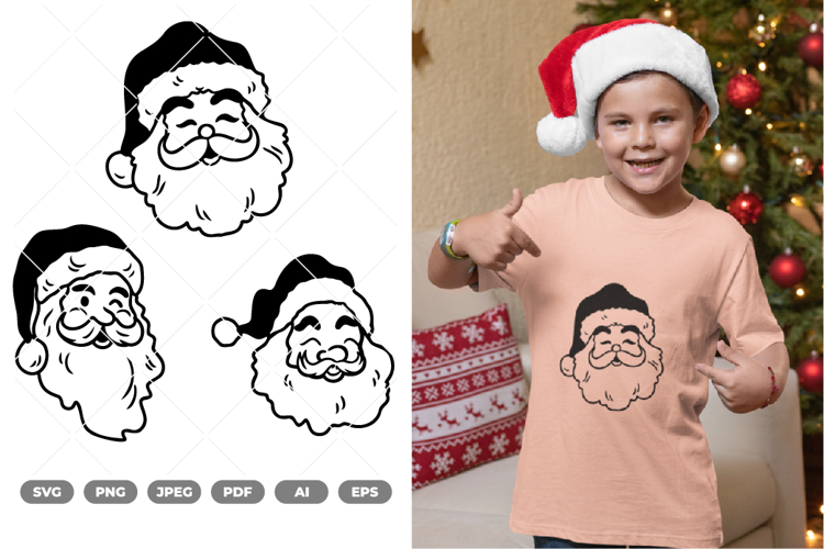 Santa Head Doodle SVG & Clipart
