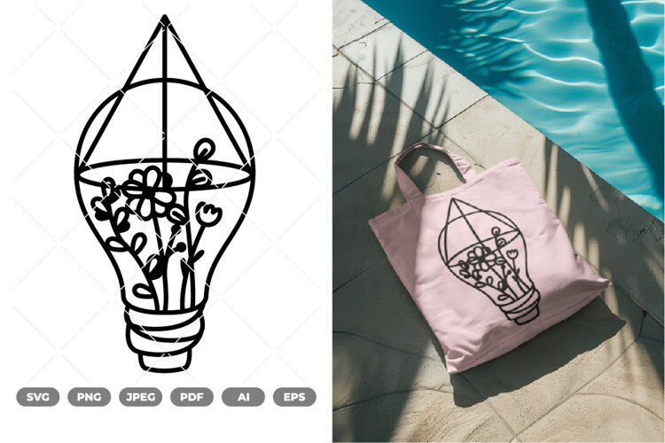 Floral Light Bulb SVG & Clipart example image 1