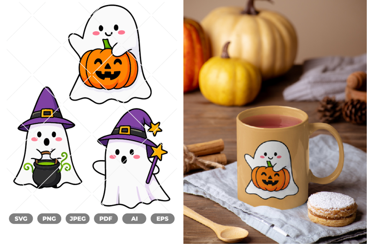 Cute Ghost Colored SVG & Clipart