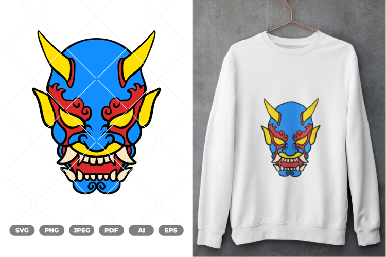 Oni Mask Colored SVG & Clipart