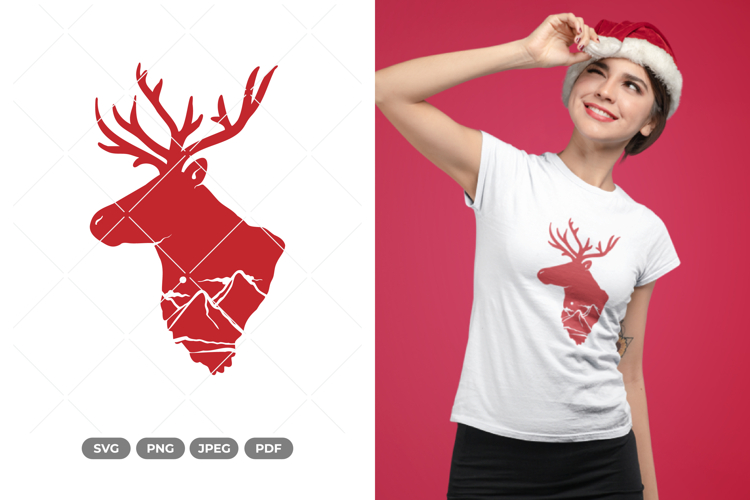 Winter Reindeer Scene SVG and Clipart