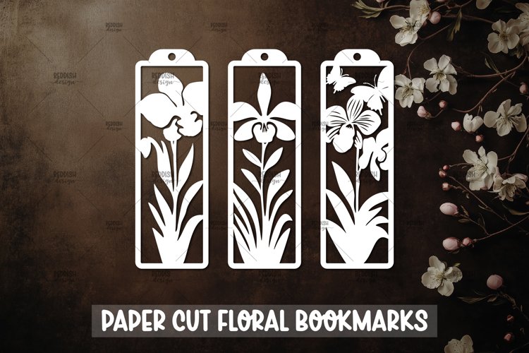 3 Floral Bookmarks Paper cut SVG Laser cut,Cricut,Silhouette