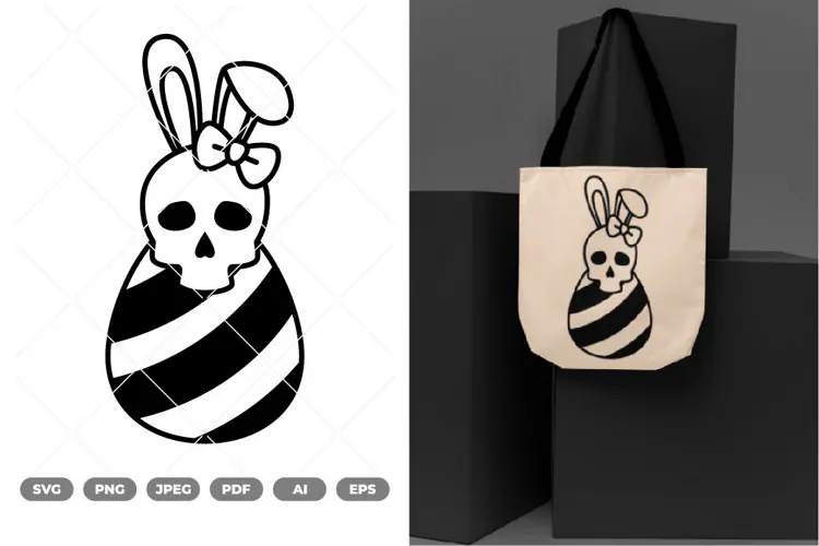 Bunny Ears Easter Skull SVG & Clipart
