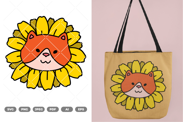 Dog with Sunflower Head Colored SVG   Clipart