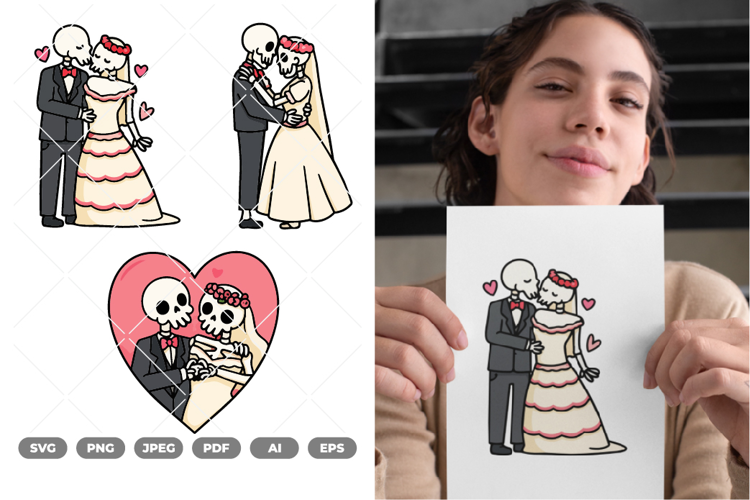 Marriage Skull Colored SVG & Clipart
