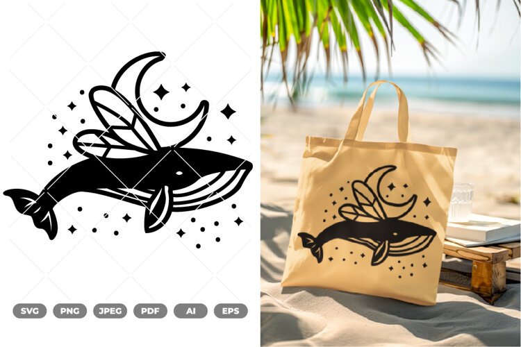 Fairy Whale SVG & Clipart example image 1