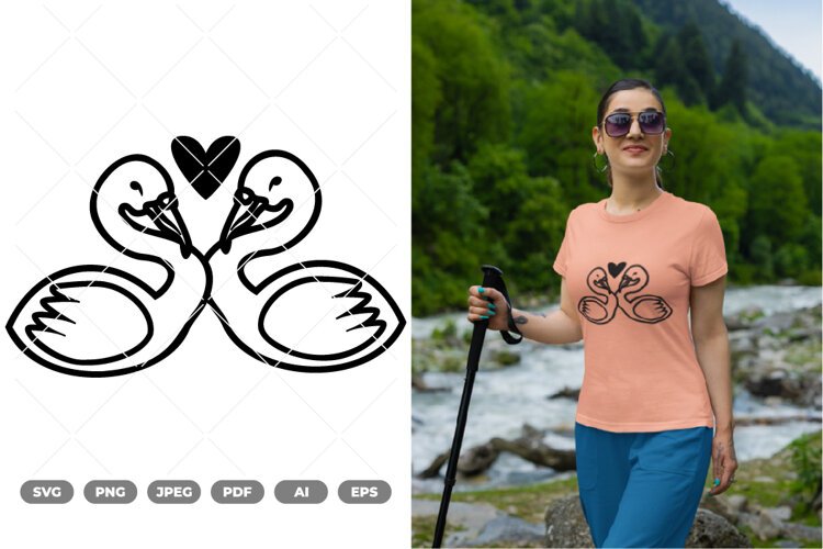 Couple Swan SVG & Clipart example image 1