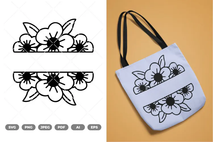 Flowers Split Border SVG & Clipart