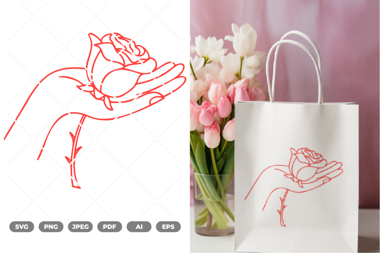 Hand and Rose SVG   Clipart