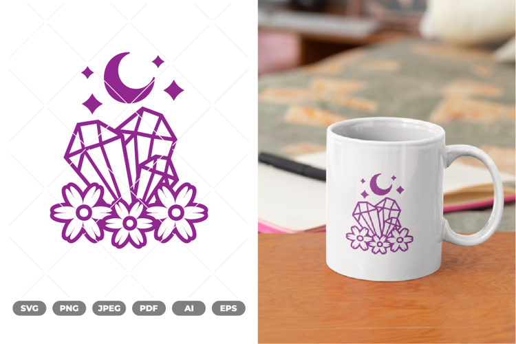 Crystal Moon SVG & Clipart
