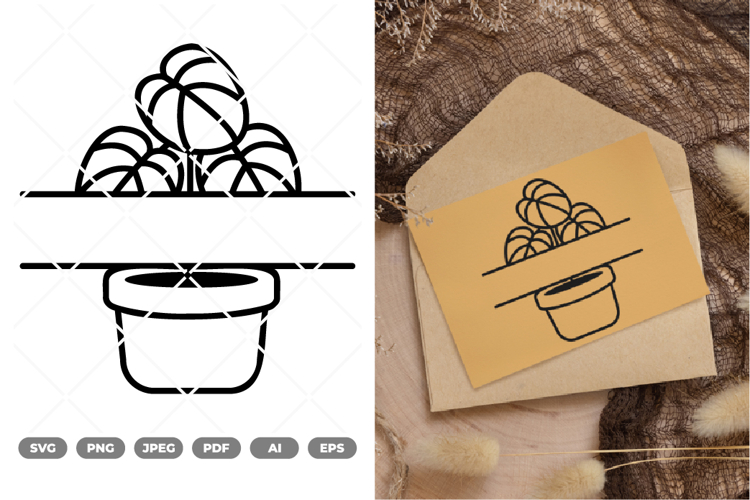 Split Potted Plant SVG & Clipart example image 1