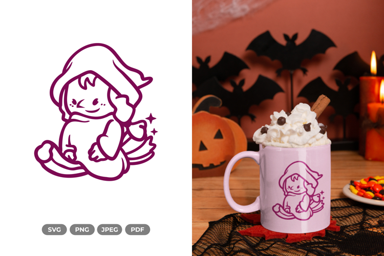 Chibi Witch SVG   Clipart - Halloween Clipart