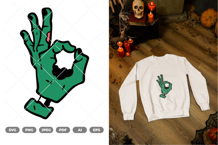 Zombie Hand Sign Colored SVG & Clipart