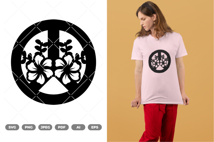 Floral Peace Sign SVG & Clipart