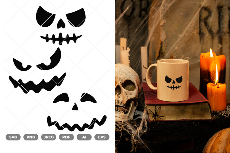 Pumpkin Face SVG & Clipart example image 1