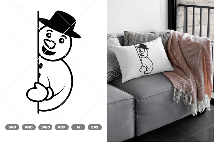 Peeking Snowman SVG & Clipart