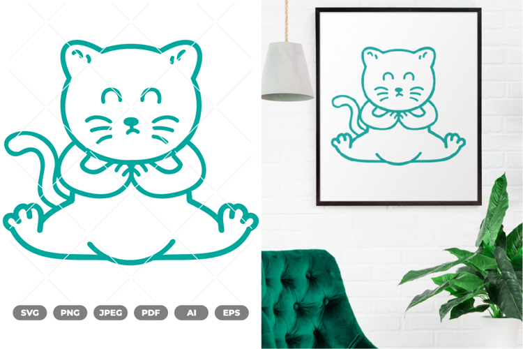 Namaste Cat Doodle SVG & Clipart