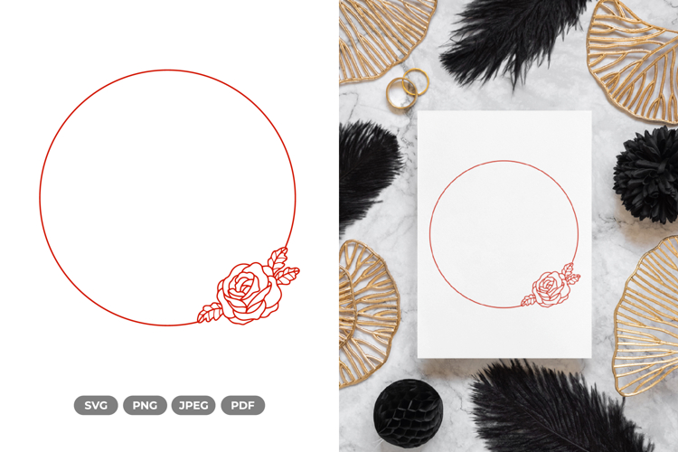 Floral Wedding Frame SVG & Clipart - Cut Files