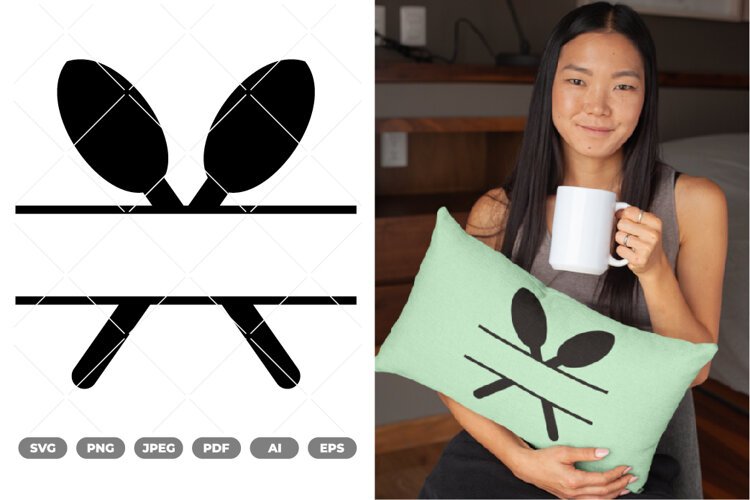 Split Spoon SVG & Clipart example image 1