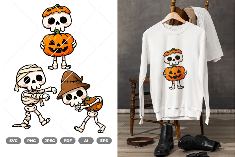 Cute Skeleton Colored SVG & Clipart