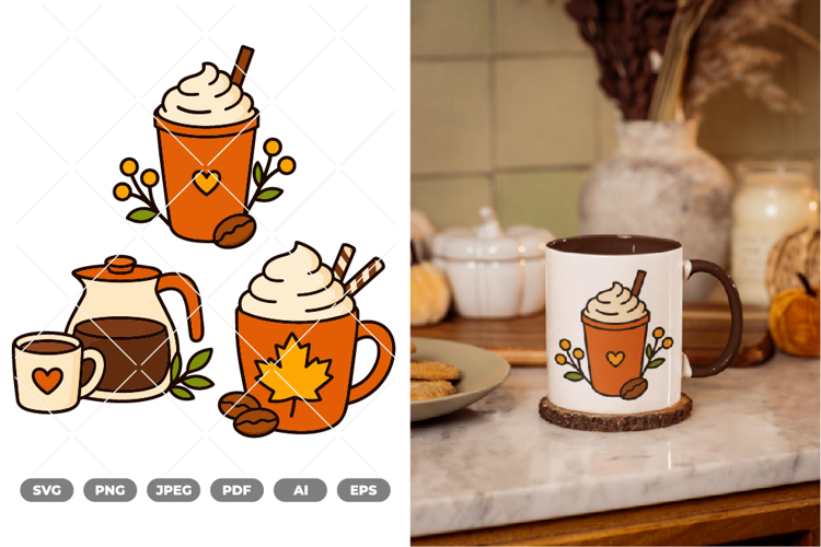 Fall Coffee Lover Colored SVG & Clipart