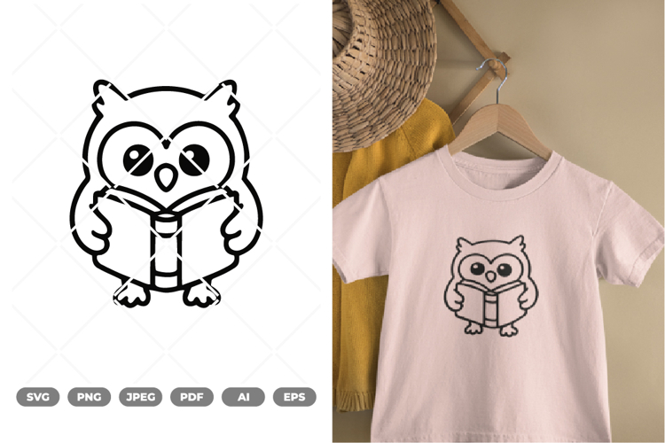 Owl and Book SVG & Clipart
