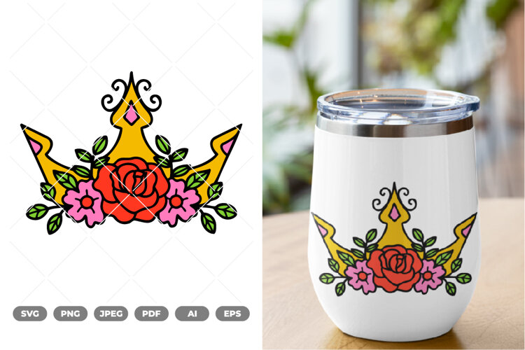 Floral Crown Colored SVG & Clipart example image 1
