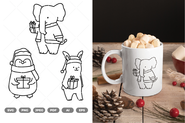 Christmas Gift Animal SVG & Clipart