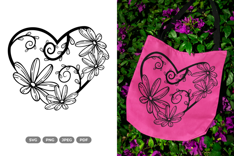 Floral Heart SVG & Clipart - Wedding Invitation