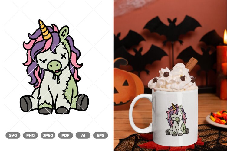 Zombie Unicorn Colored SVG & Clipart (6911178)