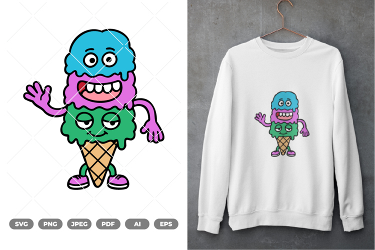 Ice Cream Monster Colored SVG & Clipart