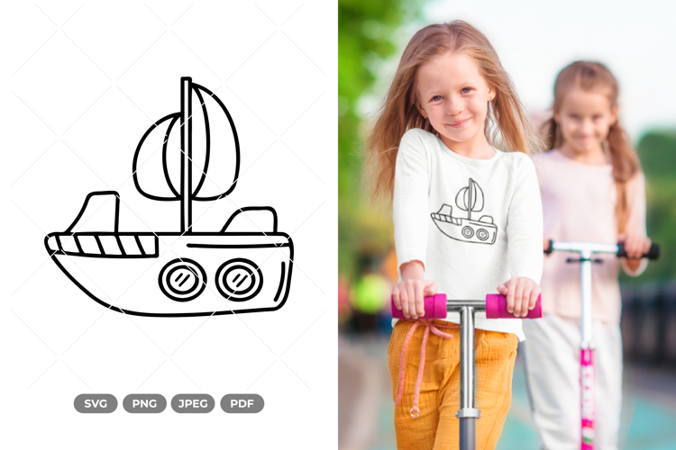 Boat Doodle SVG   Clipart